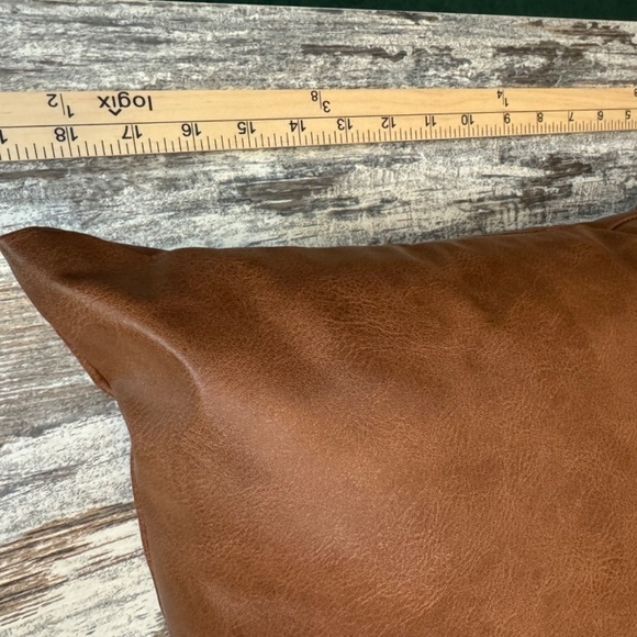 Brown Faux Leather Pillow Cover 19x19 Insert Not Included - Picture 4 of 4
